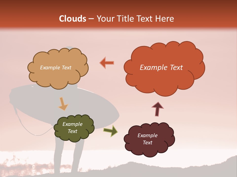 Surfer About To Enter The Surf At Sunset On A Cliff In Santa Cruz, Ca. PowerPoint Template