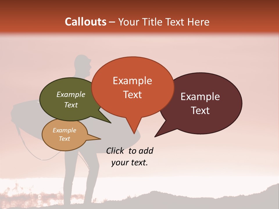 Surfer About To Enter The Surf At Sunset On A Cliff In Santa Cruz, Ca. PowerPoint Template