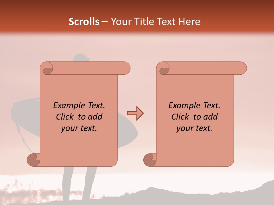 Surfer About To Enter The Surf At Sunset On A Cliff In Santa Cruz, Ca. PowerPoint Template