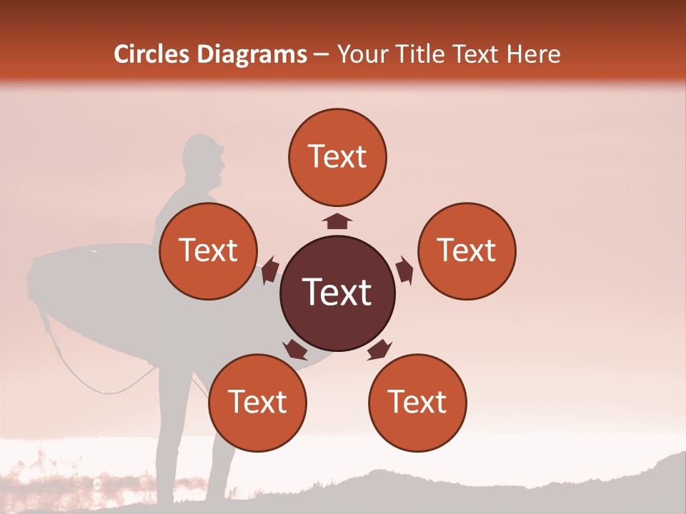 Surfer About To Enter The Surf At Sunset On A Cliff In Santa Cruz, Ca. PowerPoint Template