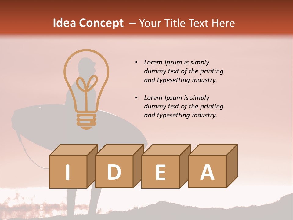 Surfer About To Enter The Surf At Sunset On A Cliff In Santa Cruz, Ca. PowerPoint Template