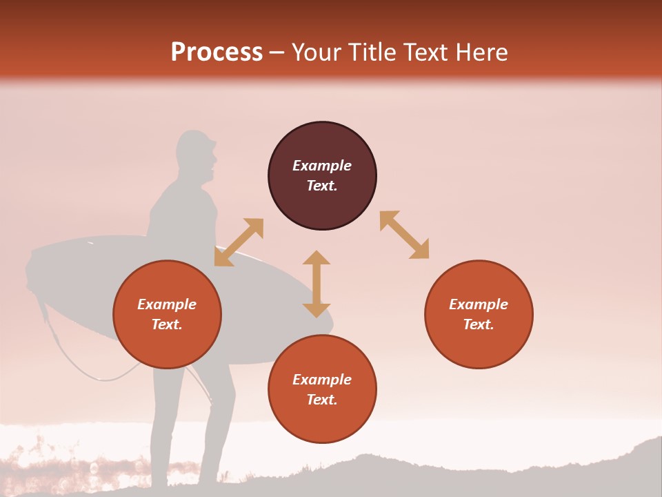 Surfer About To Enter The Surf At Sunset On A Cliff In Santa Cruz, Ca. PowerPoint Template