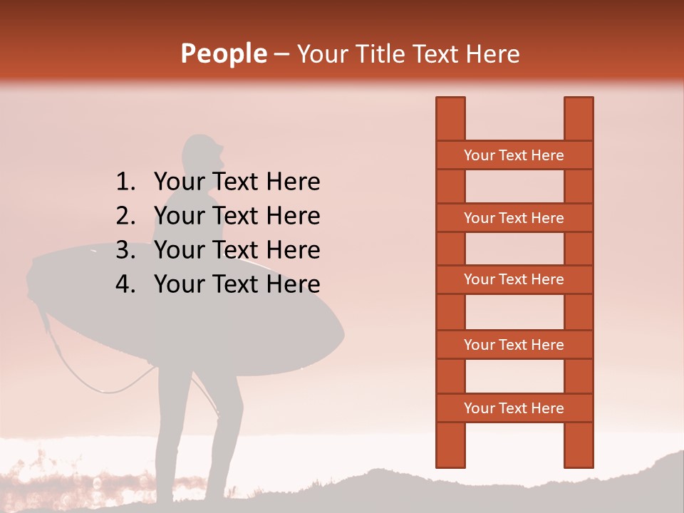 Surfer About To Enter The Surf At Sunset On A Cliff In Santa Cruz, Ca. PowerPoint Template