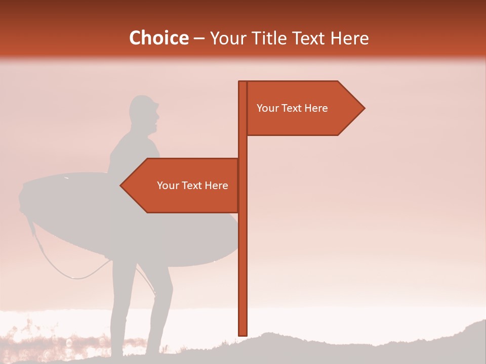 Surfer About To Enter The Surf At Sunset On A Cliff In Santa Cruz, Ca. PowerPoint Template