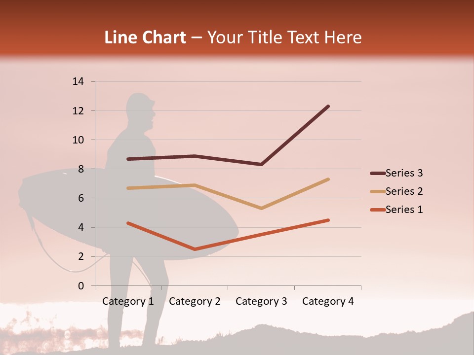 Surfer About To Enter The Surf At Sunset On A Cliff In Santa Cruz, Ca. PowerPoint Template