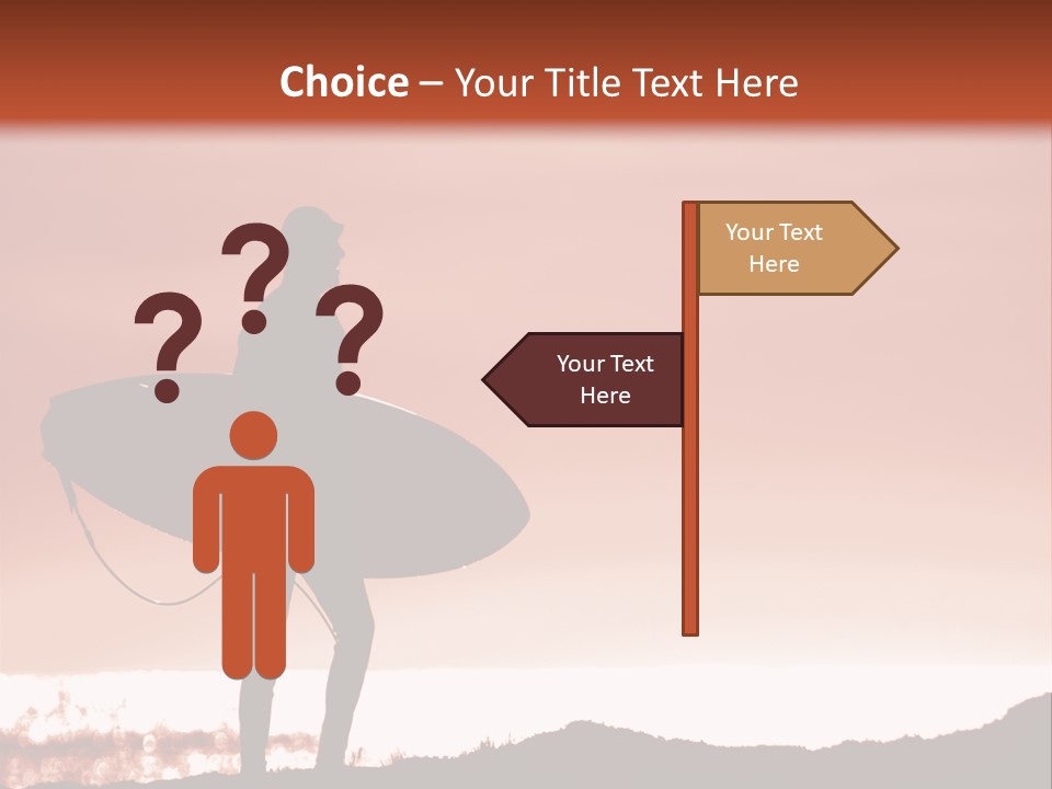 Surfer About To Enter The Surf At Sunset On A Cliff In Santa Cruz, Ca. PowerPoint Template