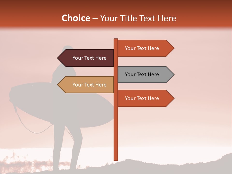 Surfer About To Enter The Surf At Sunset On A Cliff In Santa Cruz, Ca. PowerPoint Template