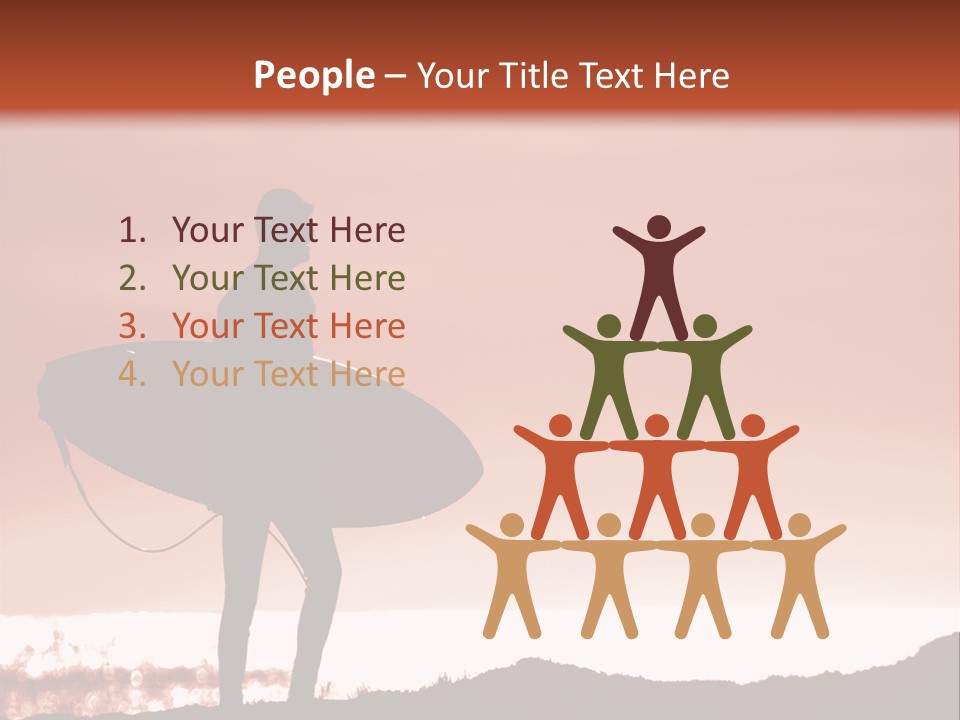 Surfer About To Enter The Surf At Sunset On A Cliff In Santa Cruz, Ca. PowerPoint Template