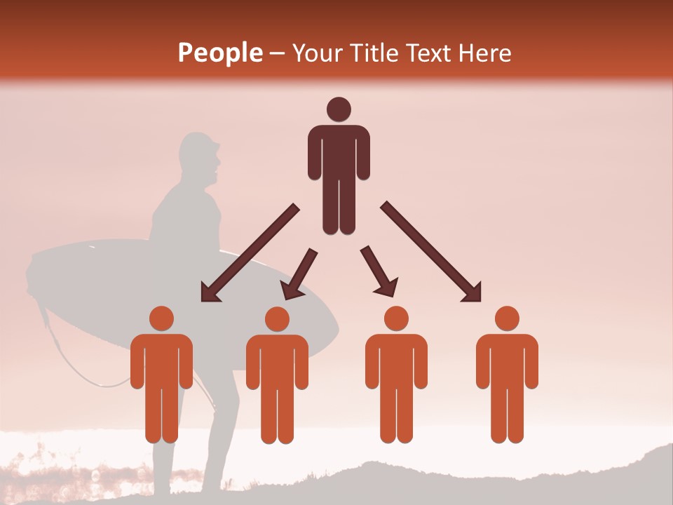 Surfer About To Enter The Surf At Sunset On A Cliff In Santa Cruz, Ca. PowerPoint Template