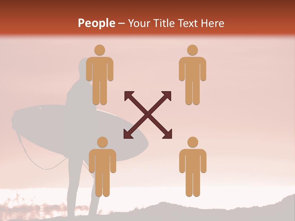 Surfer About To Enter The Surf At Sunset On A Cliff In Santa Cruz, Ca. PowerPoint Template