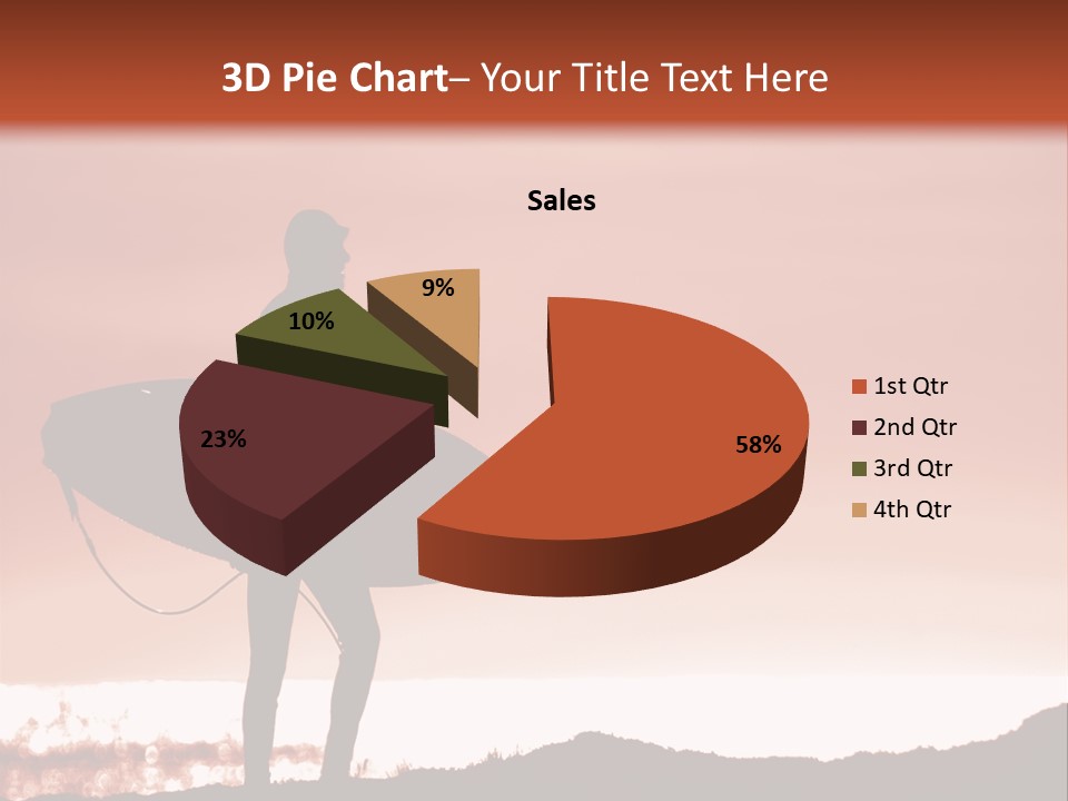 Surfer About To Enter The Surf At Sunset On A Cliff In Santa Cruz, Ca. PowerPoint Template