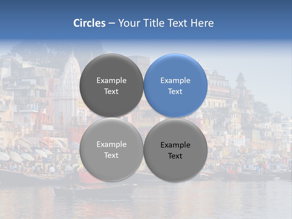 Boats And Reflection In Water At The Main Ghat In Varanasi On A Sunny Day PowerPoint Template