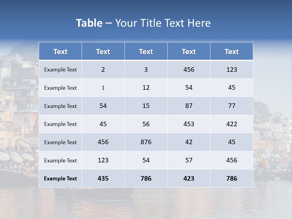 Boats And Reflection In Water At The Main Ghat In Varanasi On A Sunny Day PowerPoint Template