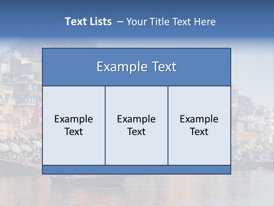 Boats And Reflection In Water At The Main Ghat In Varanasi On A Sunny Day PowerPoint Template