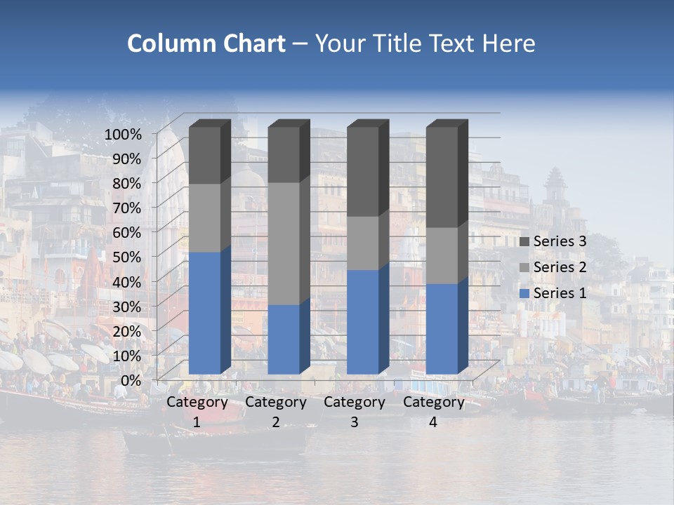 Boats And Reflection In Water At The Main Ghat In Varanasi On A Sunny Day PowerPoint Template