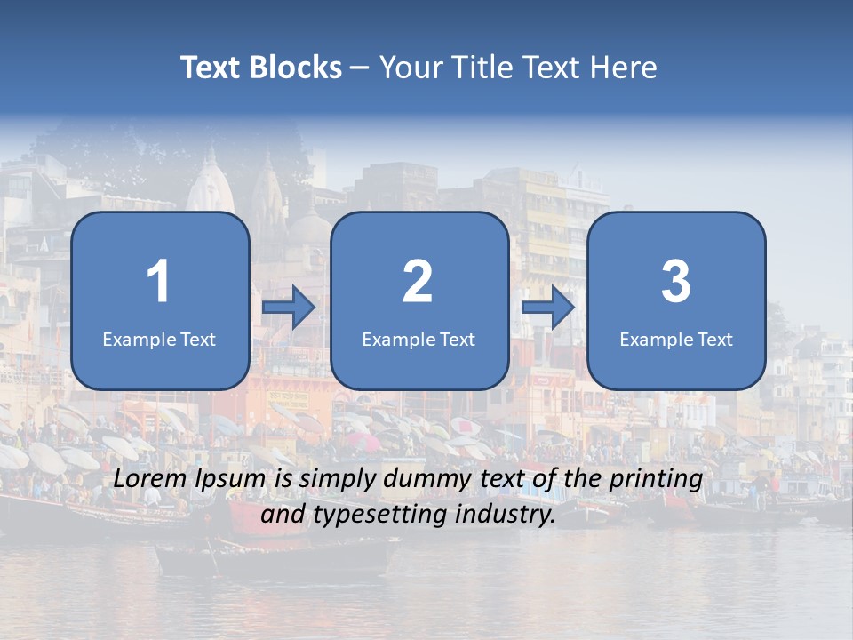 Boats And Reflection In Water At The Main Ghat In Varanasi On A Sunny Day PowerPoint Template