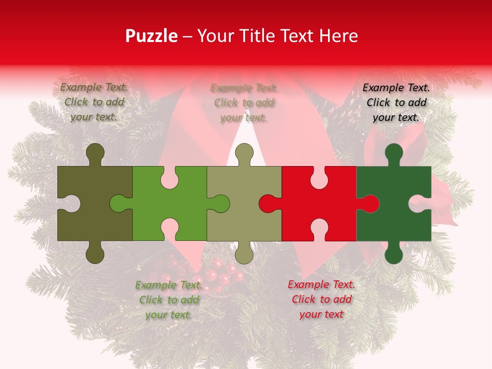 Christmas Wreath Made From Real Pine Boughs Isolated On White Background PowerPoint Template