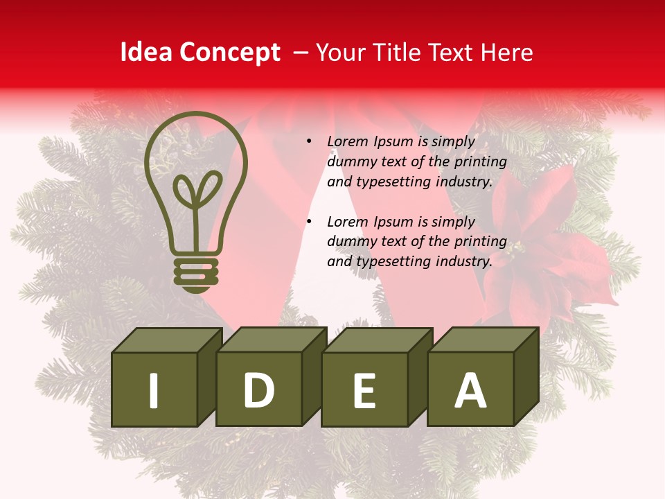 Christmas Wreath Made From Real Pine Boughs Isolated On White Background PowerPoint Template