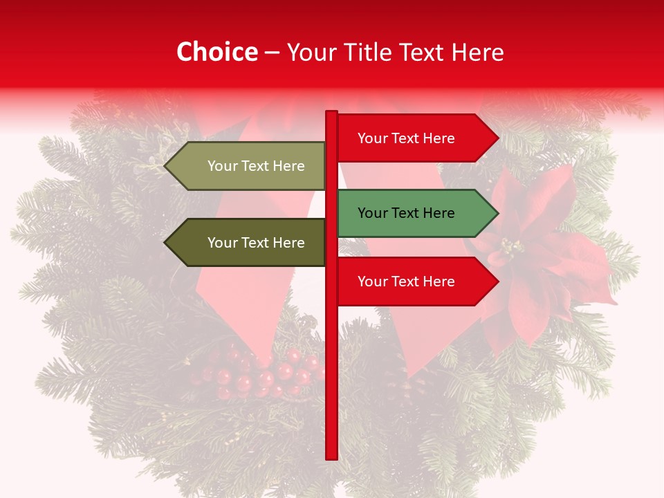 Christmas Wreath Made From Real Pine Boughs Isolated On White Background PowerPoint Template