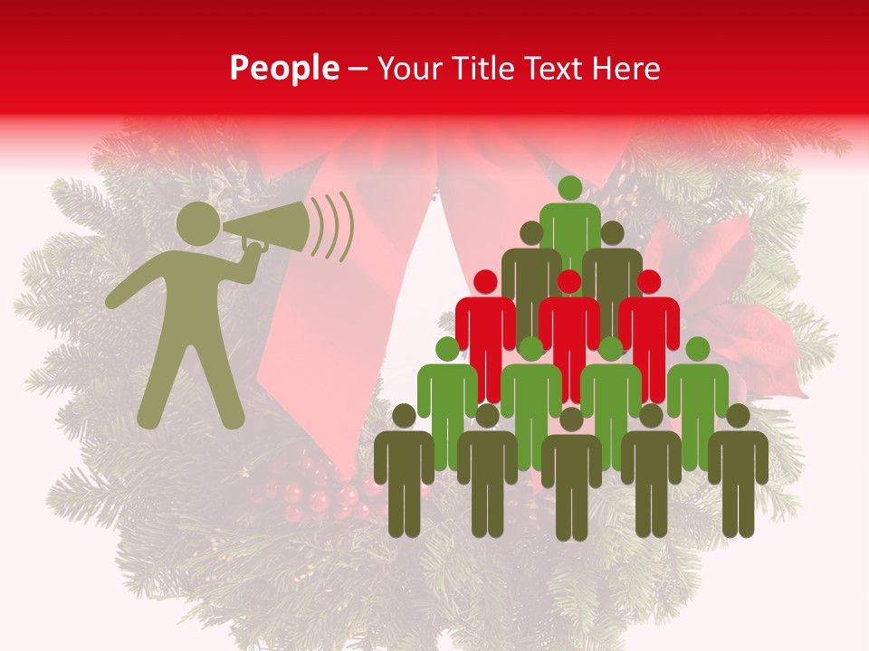 Christmas Wreath Made From Real Pine Boughs Isolated On White Background PowerPoint Template