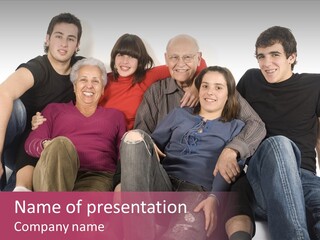 Grandparents With Grandchildren PowerPoint Template