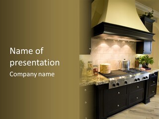 Luxury Kitchen With Modern Stove Close-Up. PowerPoint Template