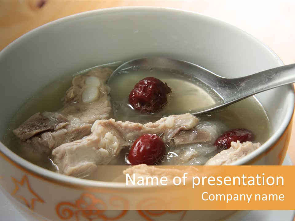 Pork Rib Soup Traditional Chinese Cuisine Clear Broth PowerPoint Template