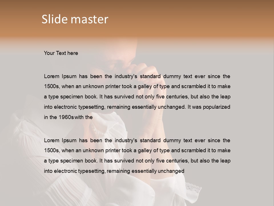 Beautiful Woman With Eyes Closed In Fervent Prayer PowerPoint Template