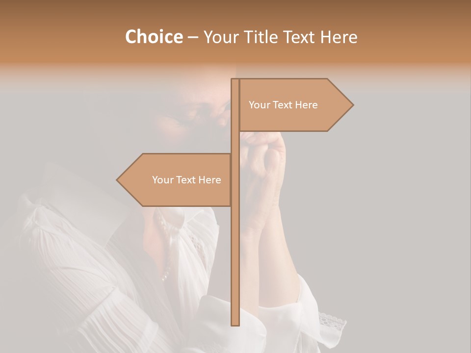 Beautiful Woman With Eyes Closed In Fervent Prayer PowerPoint Template