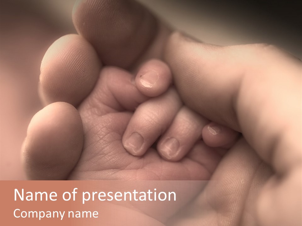 Mother's And Baby's Hands - Sepia PowerPoint Template