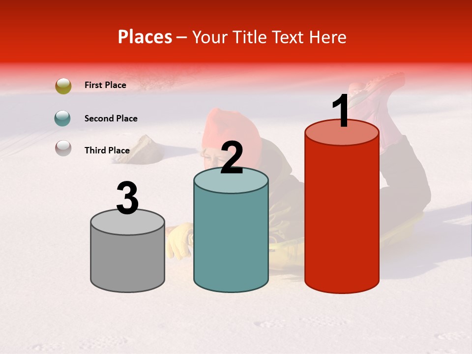 Young Bundled Up Girl Sleds On Frozen Lake PowerPoint Template