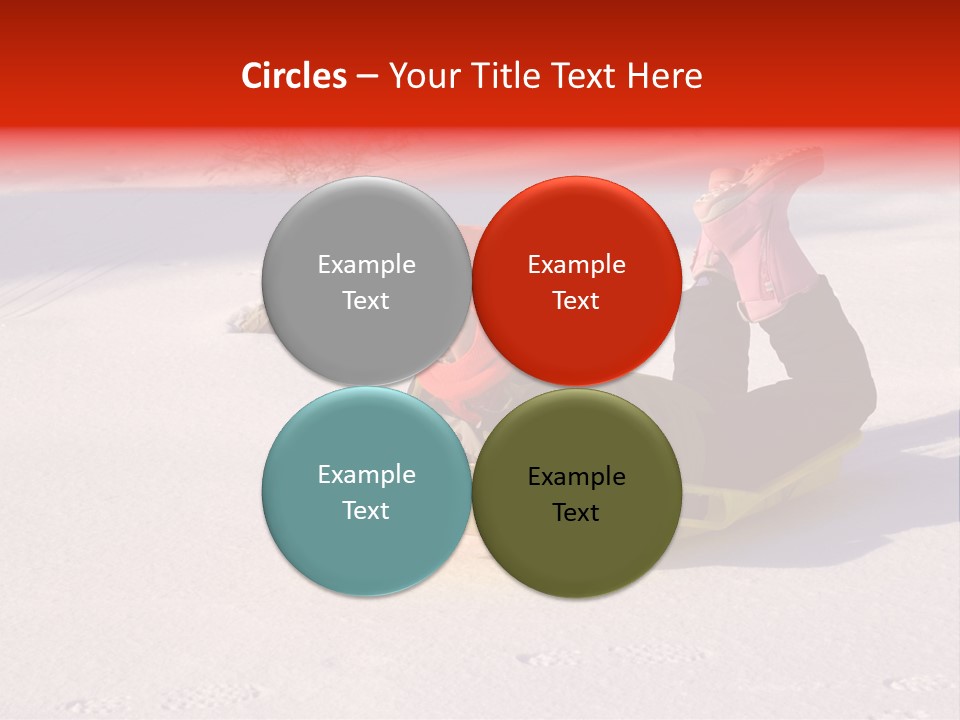 Young Bundled Up Girl Sleds On Frozen Lake PowerPoint Template