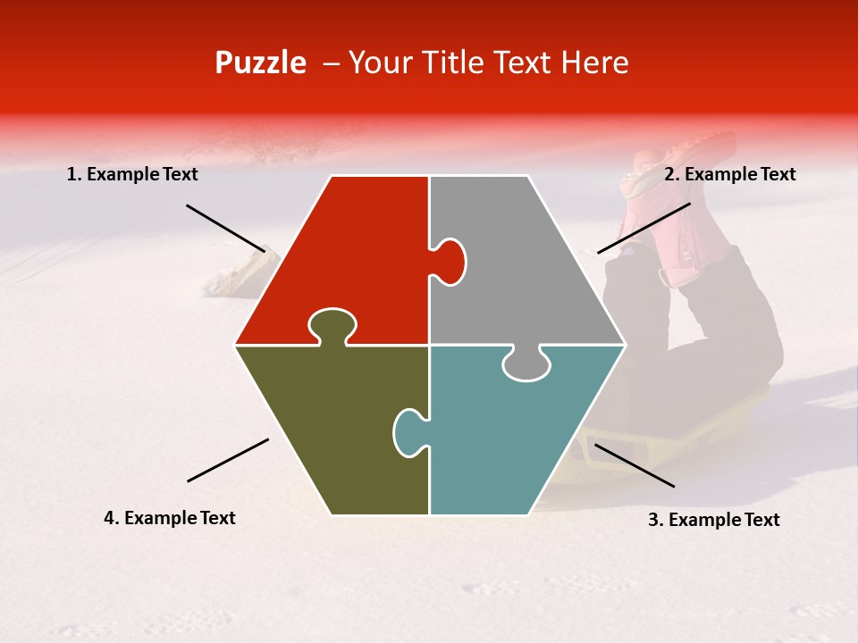 Young Bundled Up Girl Sleds On Frozen Lake PowerPoint Template