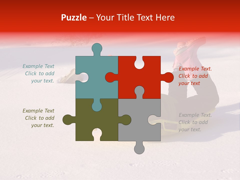 Young Bundled Up Girl Sleds On Frozen Lake PowerPoint Template