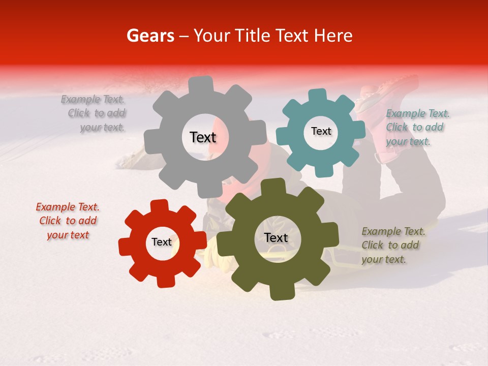 Young Bundled Up Girl Sleds On Frozen Lake PowerPoint Template