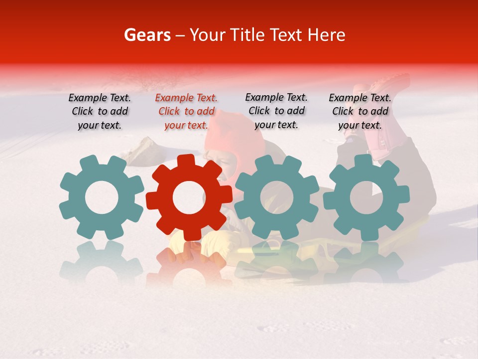 Young Bundled Up Girl Sleds On Frozen Lake PowerPoint Template