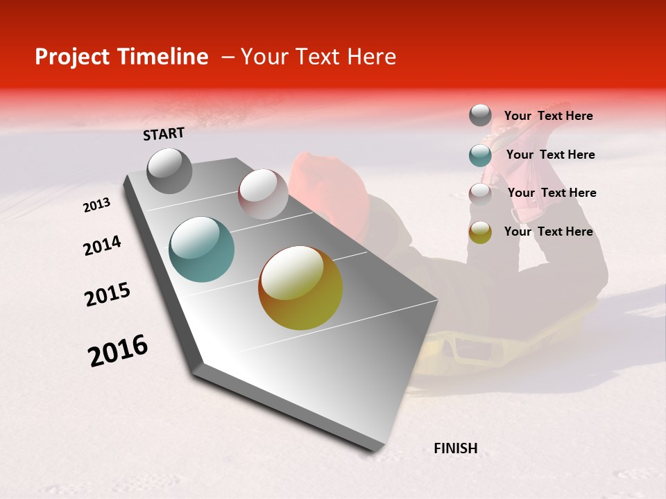 Young Bundled Up Girl Sleds On Frozen Lake PowerPoint Template