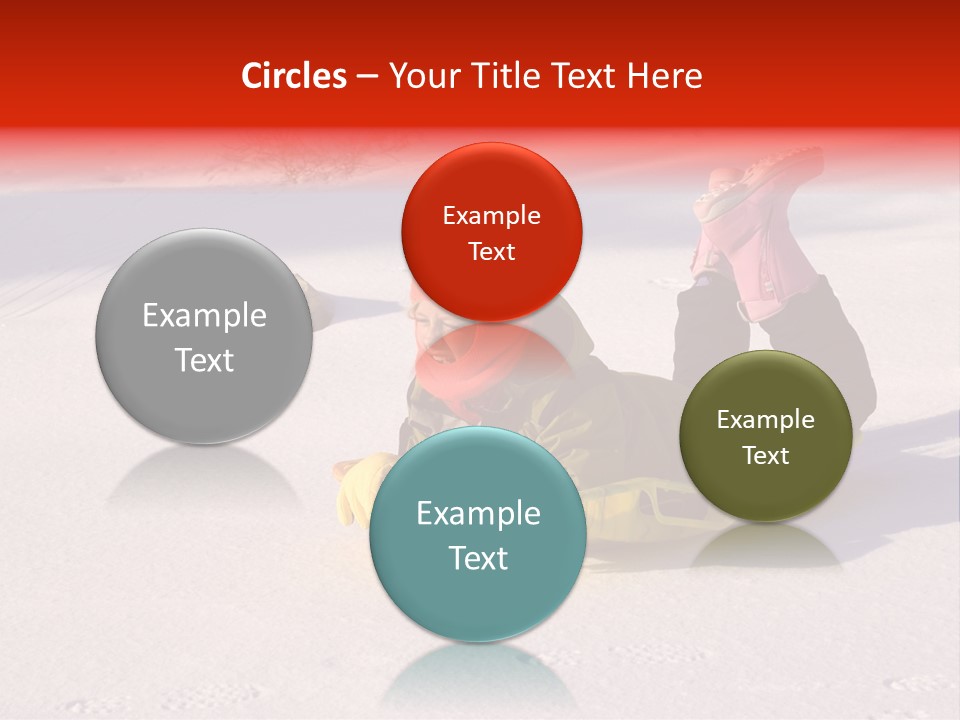 Young Bundled Up Girl Sleds On Frozen Lake PowerPoint Template