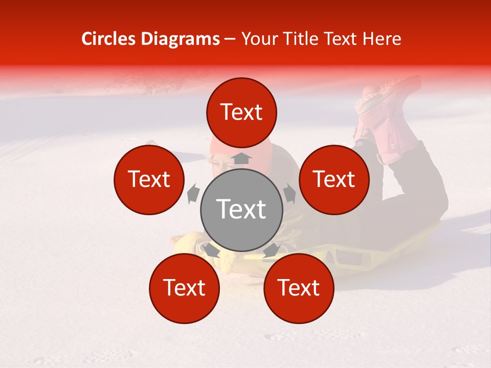 Young Bundled Up Girl Sleds On Frozen Lake PowerPoint Template