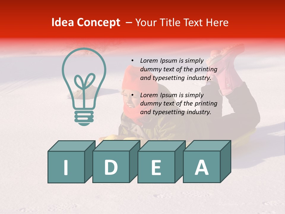 Young Bundled Up Girl Sleds On Frozen Lake PowerPoint Template