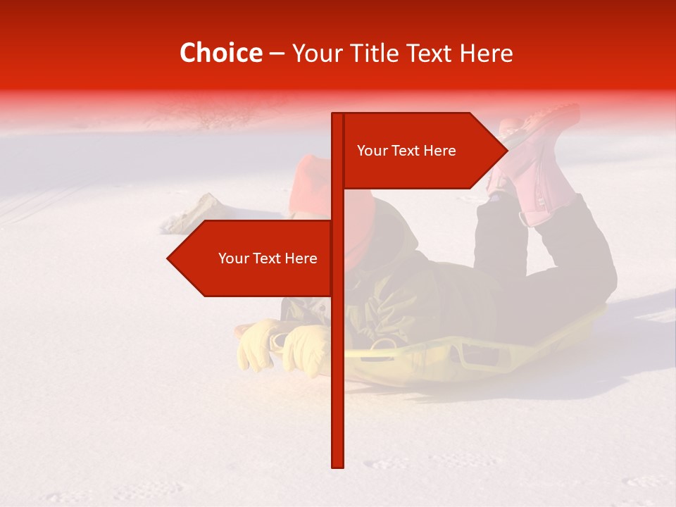 Young Bundled Up Girl Sleds On Frozen Lake PowerPoint Template