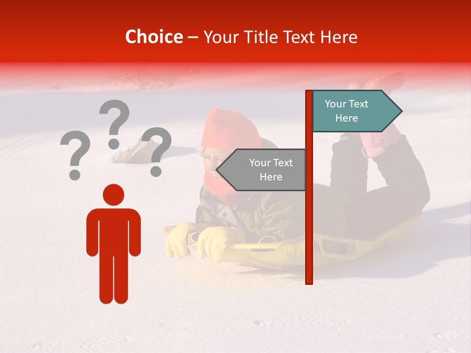 Young Bundled Up Girl Sleds On Frozen Lake PowerPoint Template