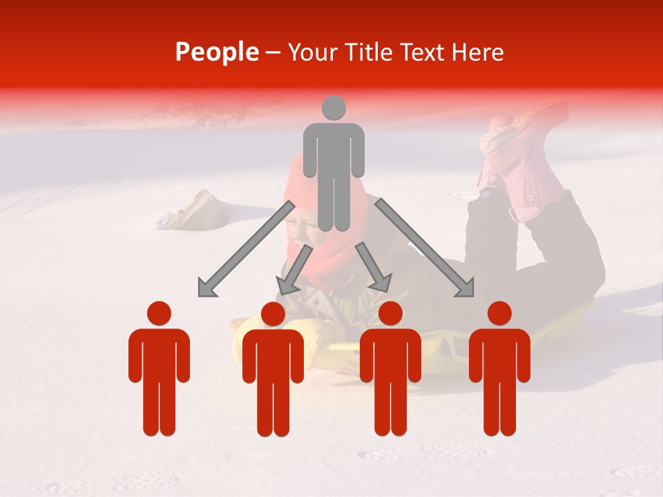 Young Bundled Up Girl Sleds On Frozen Lake PowerPoint Template