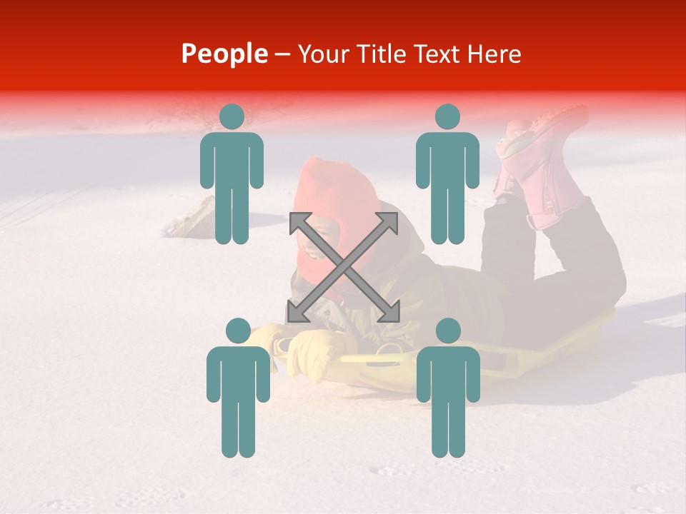 Young Bundled Up Girl Sleds On Frozen Lake PowerPoint Template