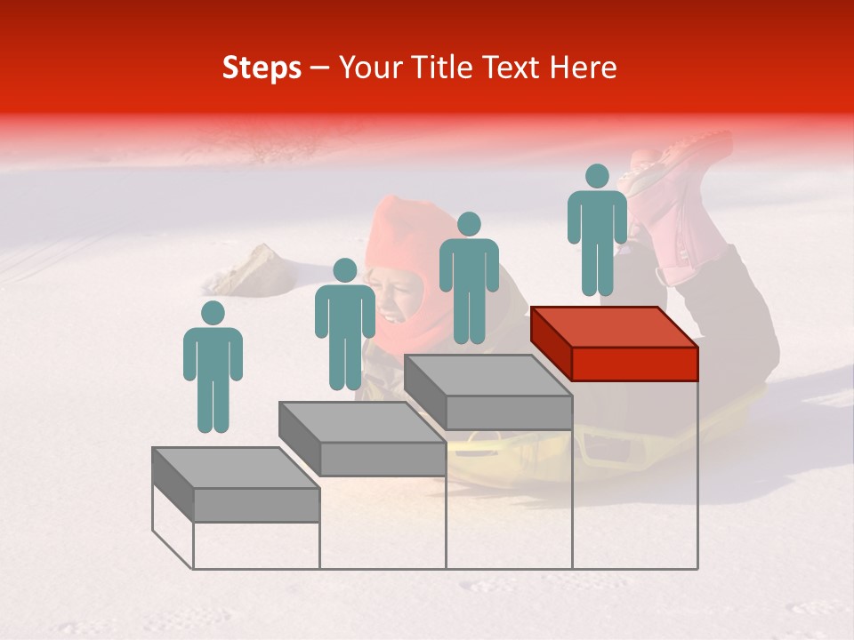 Young Bundled Up Girl Sleds On Frozen Lake PowerPoint Template