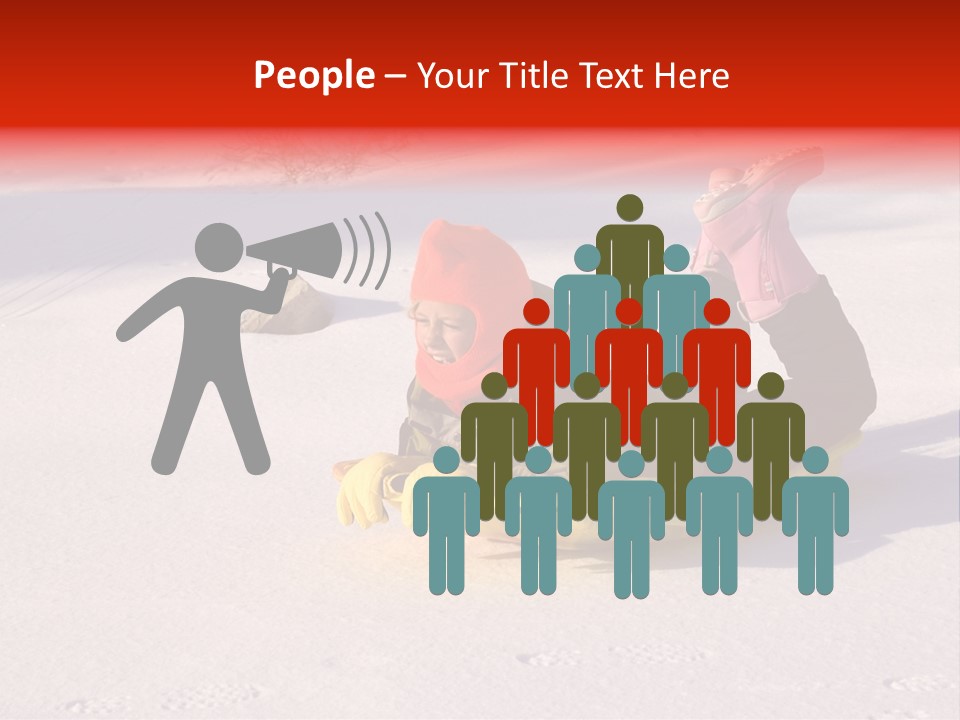 Young Bundled Up Girl Sleds On Frozen Lake PowerPoint Template