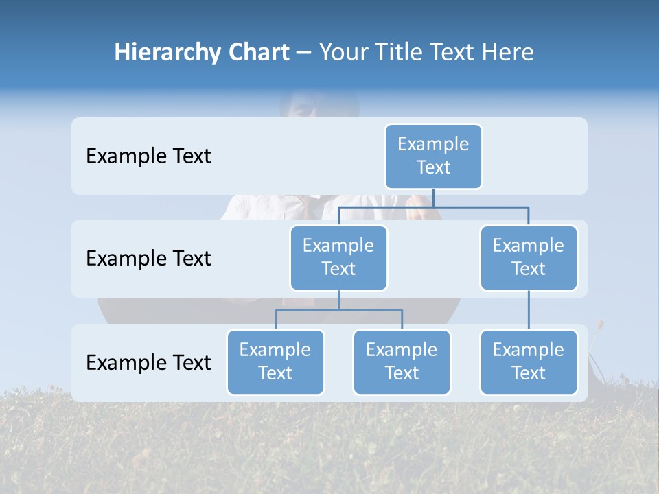 Businessman Wearing White Shirt And Tie Meditating On Grass With His Shoes Off Over Clear Blue Sky PowerPoint Template