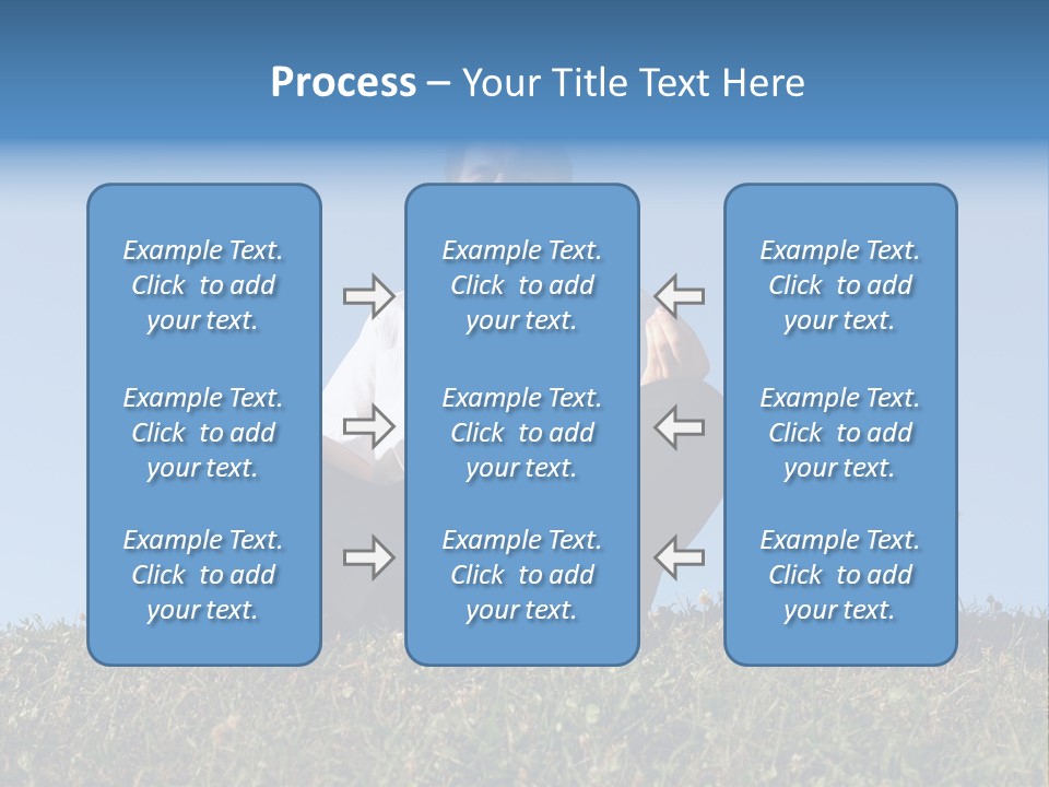 Businessman Wearing White Shirt And Tie Meditating On Grass With His Shoes Off Over Clear Blue Sky PowerPoint Template