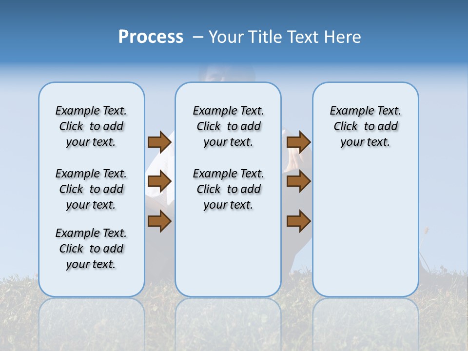 Businessman Wearing White Shirt And Tie Meditating On Grass With His Shoes Off Over Clear Blue Sky PowerPoint Template