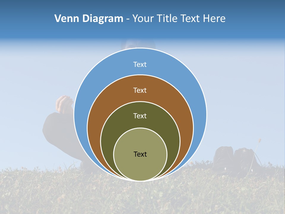 Businessman Wearing White Shirt And Tie Meditating On Grass With His Shoes Off Over Clear Blue Sky PowerPoint Template